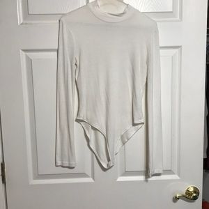 White mock neck body suit